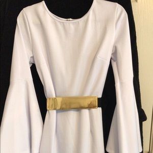 NWOT White dress with gold belt